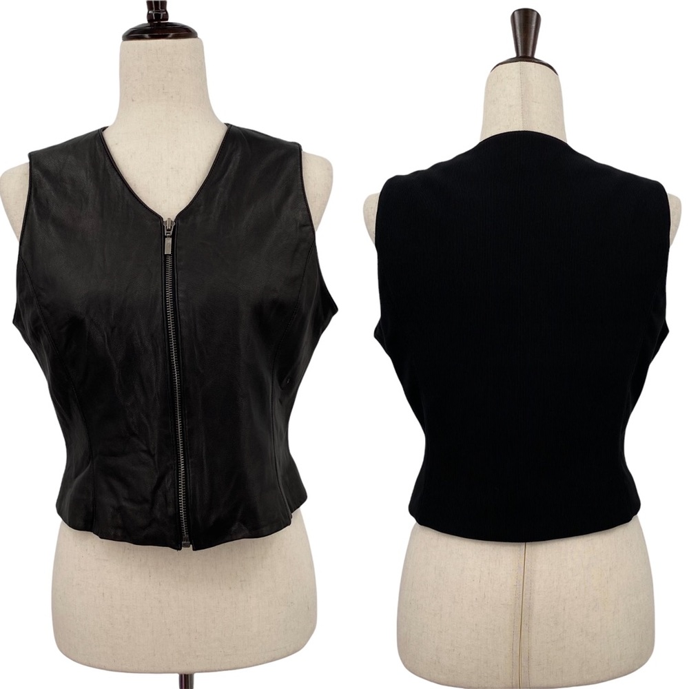 Petite Sophisticate 100% Genuine Leather Full Zip Vest, Size Small